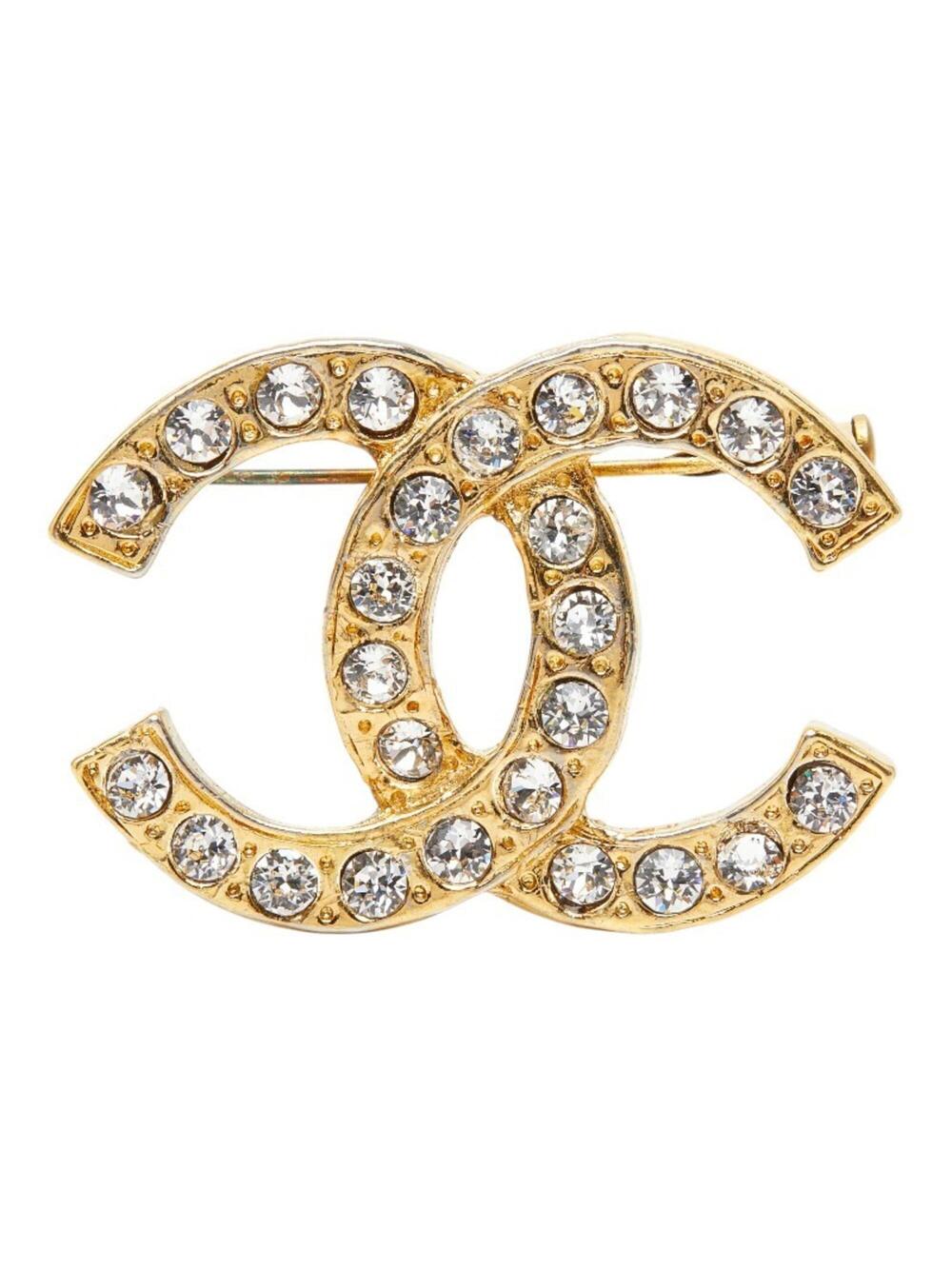 Chanel Cc Logo Brooch Gold-Tone Metal #343198C57B